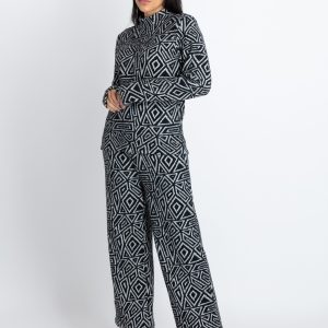 Womens Jacquard High Neck Tracksuit