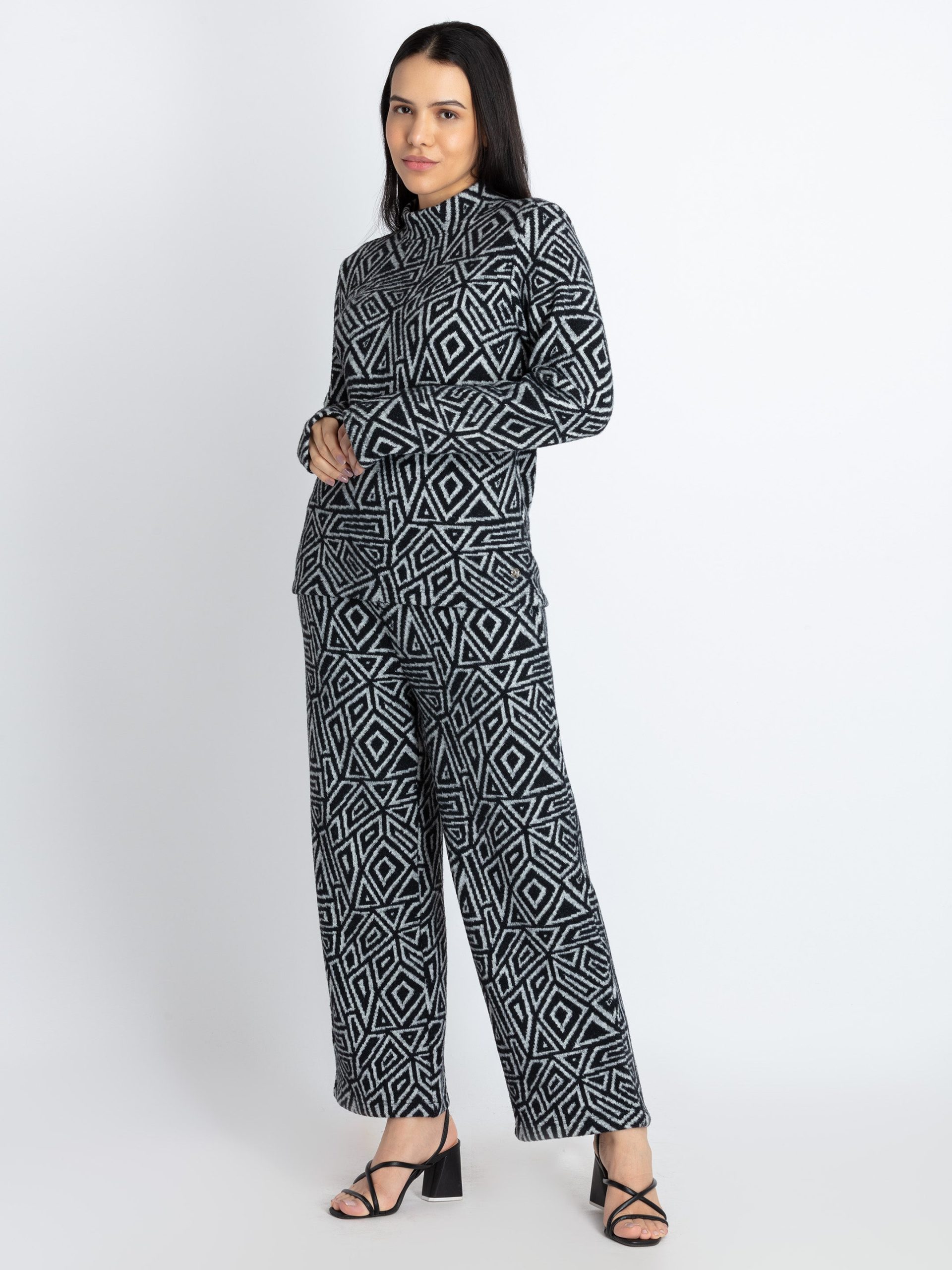 Womens Jacquard High Neck Tracksuit