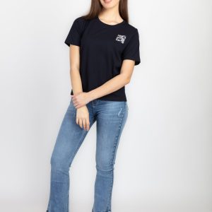 Womens Front & Back Print Round Neck T-Shirt