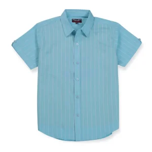 Gini & Jony Boys Blue Solid Cotton Shirt Half Sleeves